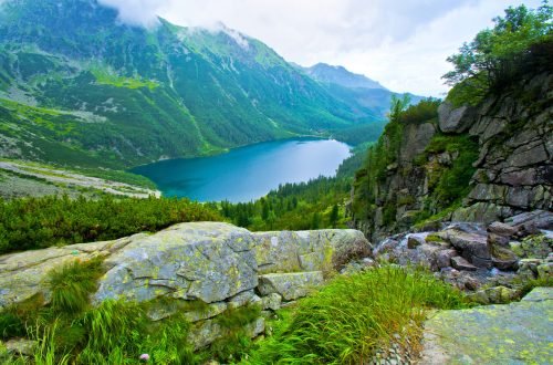 Lake in mountains. Morskie Oko in Tatry.